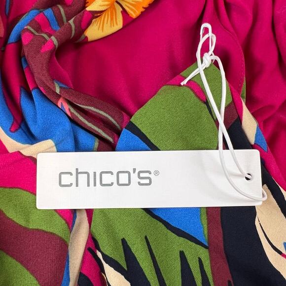 CHICO'S Classic Pleat Rainforest Sleeveless Botanic Berry Maxi Dress Size 2 = 12 - Picture 13 of 14